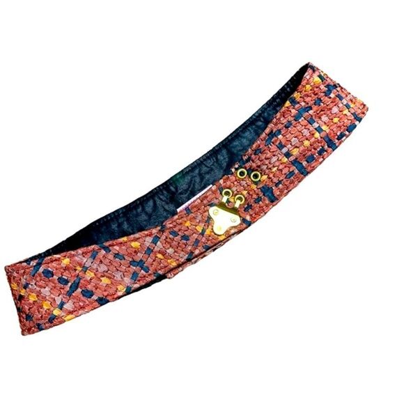 Toni A. Lowenthal Orange and Teal Woven Ribbon Belt Wearable Art - Picture 4 of 10